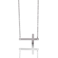 Load image into Gallery viewer, Stainless Steel Horizontal Cross Necklace: Gold / 19mm