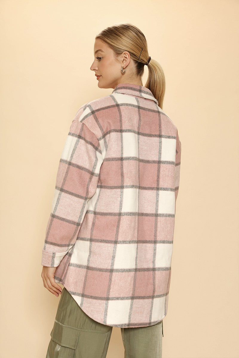 Faux Fur Lined Shacket-Pink