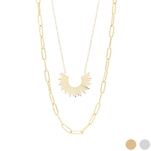 Load image into Gallery viewer, 18K Gold PVD Layered Paperclip and Loop Chain Charm Necklace: Gold
