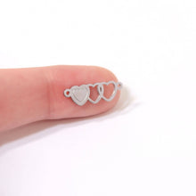 Load image into Gallery viewer, 18K Gold PVD Stainless Steel Triple Heart Charm / PDL0080: Stainless