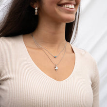 Load image into Gallery viewer, Stainless Steel Cubic Zirconia Birthstone Connector Charms: May / Emerald