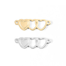Load image into Gallery viewer, 18K Gold PVD Stainless Steel Triple Heart Charm / PDL0080: Stainless