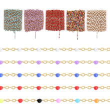 Load image into Gallery viewer, 18K Gold PVD Stainless Steel Beaded Chain By The Foot: Turquoise