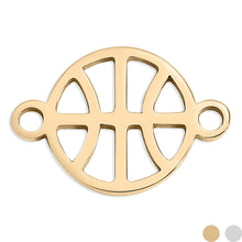 Load image into Gallery viewer, 18K Gold PVD Stainless Steel Basketball Connector Charm: Gold