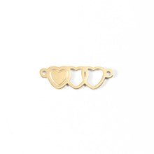 Load image into Gallery viewer, 18K Gold PVD Stainless Steel Triple Heart Charm / PDL0080: Stainless