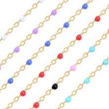 Load image into Gallery viewer, 18K Gold PVD Stainless Steel Beaded Chain By The Foot: Turquoise