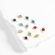 Load image into Gallery viewer, 18K Gold PVD Stainless Steel Birthstone Connector Charm: May / Emerald
