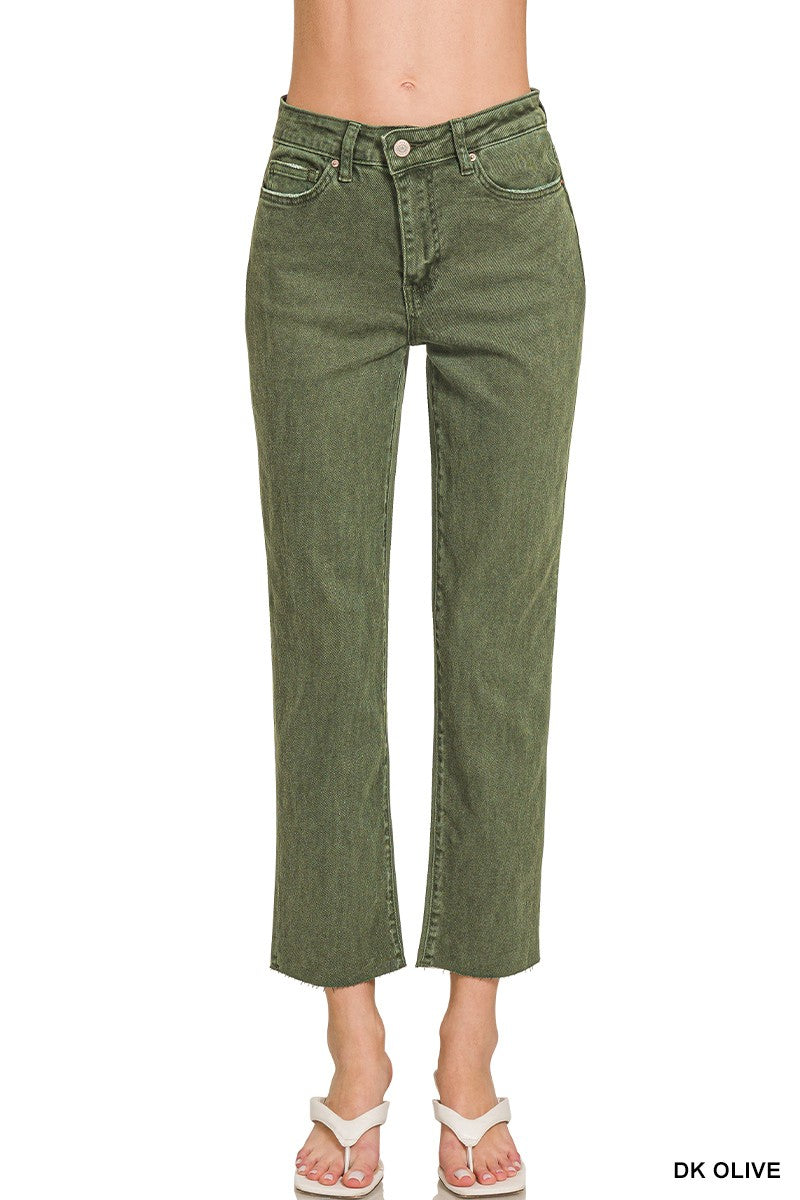 Acid Washed Denim - Olive