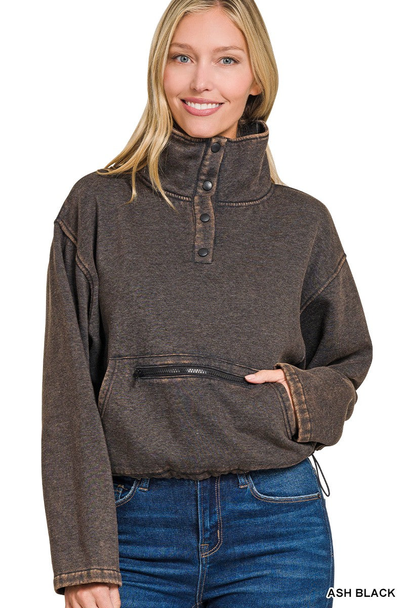 Acid Washed Fleece Pullover