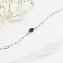 Load image into Gallery viewer, Stainless Steel Cubic Zirconia Birthstone Connector Charms: July / Ruby
