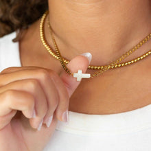 Load image into Gallery viewer, 18K Gold PVD Stainless Steel Shell Cross Connector Charm: Gold
