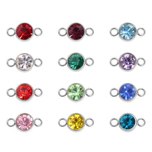 Load image into Gallery viewer, Stainless Steel Cubic Zirconia Birthstone Connector Charms: May / Emerald
