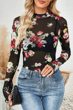 Load image into Gallery viewer, Floral Mesh Long Sleeve Top: PINK / L
