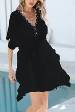 Load image into Gallery viewer, Crochet-Trim Cover-Up Dress: BLACK / One Size
