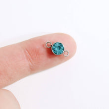 Load image into Gallery viewer, Stainless Steel Cubic Zirconia Birthstone Connector Charms: May / Emerald
