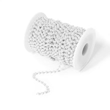 Load image into Gallery viewer, Stainless Steel Faux Pearl Bead Chain - By The Foot: 4mm Pearl
