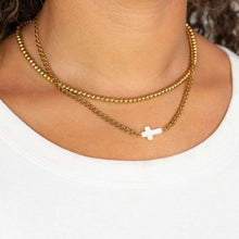 Load image into Gallery viewer, 18K Gold PVD Stainless Steel Shell Cross Connector Charm: Gold
