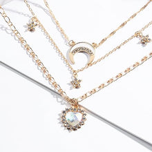 Load image into Gallery viewer, 14k Gold Plated Moon+Star Necklace
