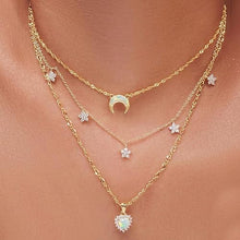 Load image into Gallery viewer, 14k Gold Plated Moon+Star Necklace
