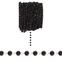 Load image into Gallery viewer, 18K Gold PVD Stainless Steel Black Beaded Chain By The Foot: Black/Gold
