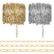 Load image into Gallery viewer, 18K Gold PVD Stainless Steel Paperclip Chain By The Foot: Stainless / 2.5mm
