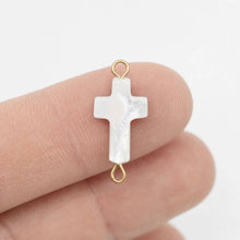 Load image into Gallery viewer, 18K Gold PVD Stainless Steel Shell Cross Connector Charm: Gold
