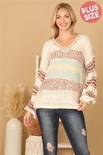 Load image into Gallery viewer, [PLUS] Knitted Stripped Sweater
