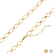 Load image into Gallery viewer, 18K Gold PVD Stainless Steel Hammered Oval Chain Necklace: Gold / 16+2"
