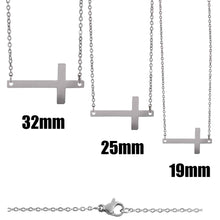 Load image into Gallery viewer, Stainless Steel Horizontal Cross Necklace: Gold / 19mm
