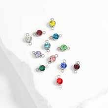 Load image into Gallery viewer, Stainless Steel Cubic Zirconia Birthstone Connector Charms: July / Ruby
