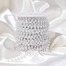 Load image into Gallery viewer, Stainless Steel Faux Pearl Bead Chain - By The Foot: 4mm Pearl
