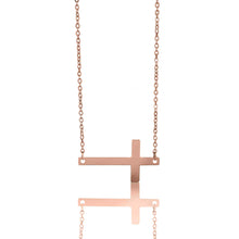 Load image into Gallery viewer, Stainless Steel Horizontal Cross Necklace: Gold / 19mm
