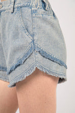 Load image into Gallery viewer, Frayed Cotton Twill Denim Shorts
