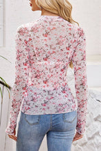 Load image into Gallery viewer, Floral Mesh Long Sleeve Top: PINK / L
